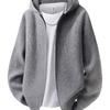 Men S Hooded Knit Cardigan Loose Casual Solid Color Outerwear