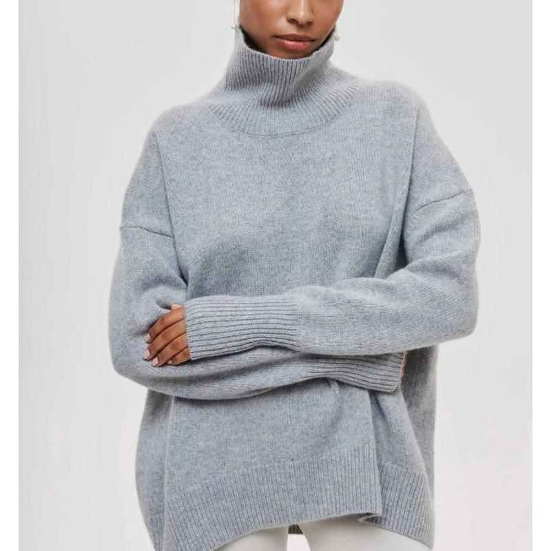 Women's Knitted Sweater Turtleneck White Black Christmas Loose Oversized Pullover Casual Knitwear Soft Sweater for Women 2025