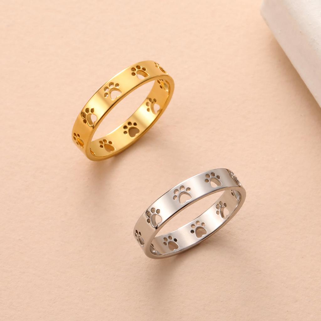 LIKGREAT Cute Hollow Cat Paw Claw Rings For Women Wedding Jewelry Vintage Fashion Animal Footprint Engagement Ring Gift 2026 New