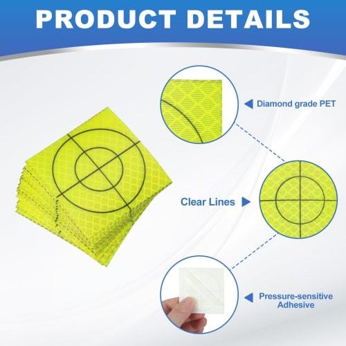 PATIKIL Survey Reflector Sheets, 60x60mm, 12 Sheets, Self-Adhesive Reflective Target Sheets for Surveys, Target Marking Tape, Total Station Checks, Sh