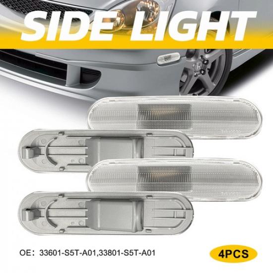 For 02-05 Honda Civic Si EP3 3DR Chrome Front+Rear Bumper Side Marker Light EOA