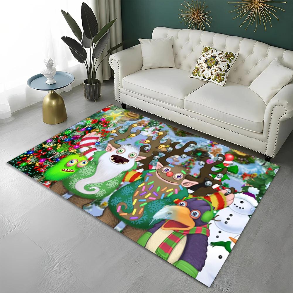 Tappeto Cartoon 3D My Singing Monsters Videogioco per Casa Soggiorno Camera da Letto Divano Zerbino Decorazione, Tappeto per Area Tappetino Antiscivolo per Pavimento