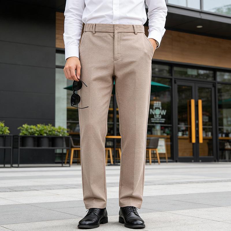 Mens Gray Herringbone Straight Leg Business Casual Dress Pants