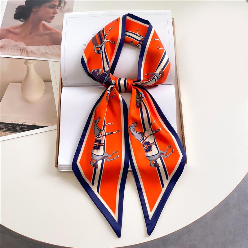 

Luxury Brand Cashew Print Silk Scarf Women Thin Neck Long Scarves Narrow Office Lady Shawl Bandanas Female Skinny Hairbands 147x14CM