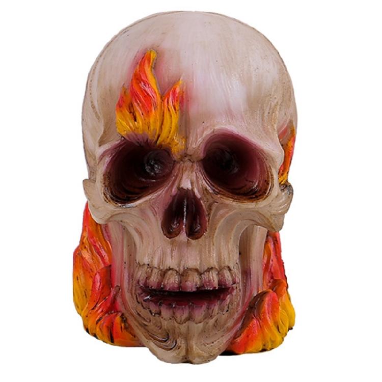 Festival Halloween Resins Skull with Axes Rose Flame Feature Figurine Collectible Ornament for Party and Home Setting