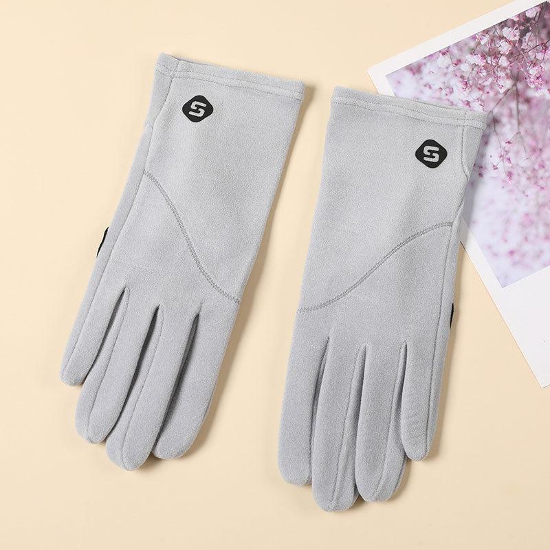 Autumn and Winter German Velvet Warm Women's Gloves Plus Velvet Thickened Windproof Cold and Anti Slip Touch Screen Electric Vehicle Outdoor Riding