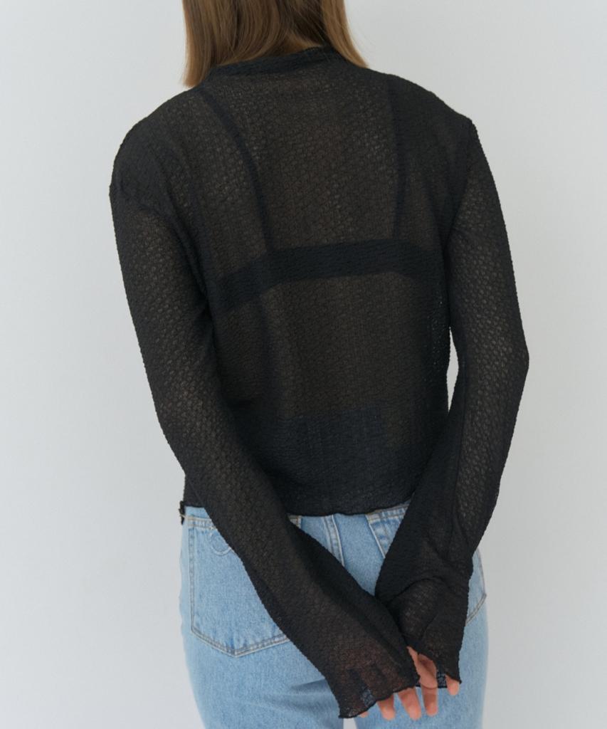 Okuka Slit Lace Top Black