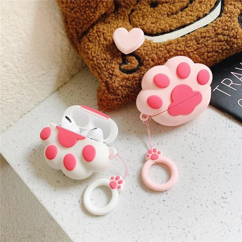 3D Cute Cartoon Cat Paw Earphone Case for Apple AirPods 1 2 Pro 3 2 Bluetooth Silicone Earphone Case for AirPods 4 3 Cover Cases Shell