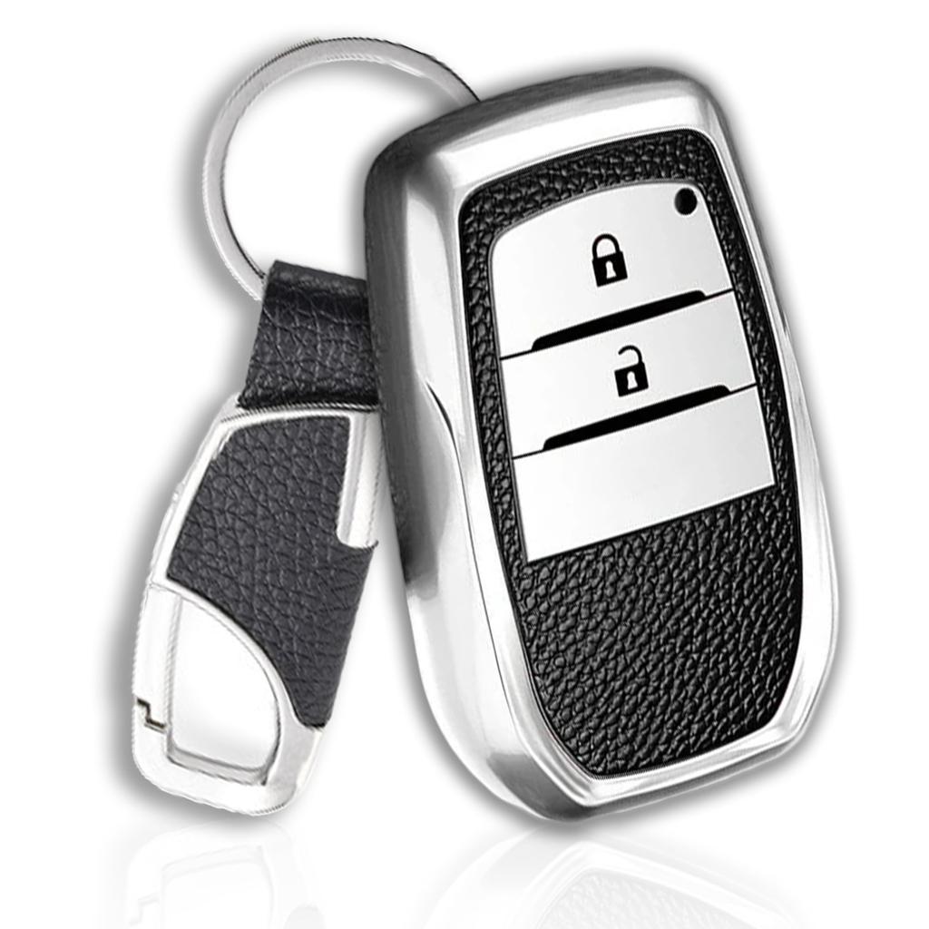Compatible with Toyota, Leather TPU Key Case, Key Cover, Carabiner Hook, Key Shell, Key