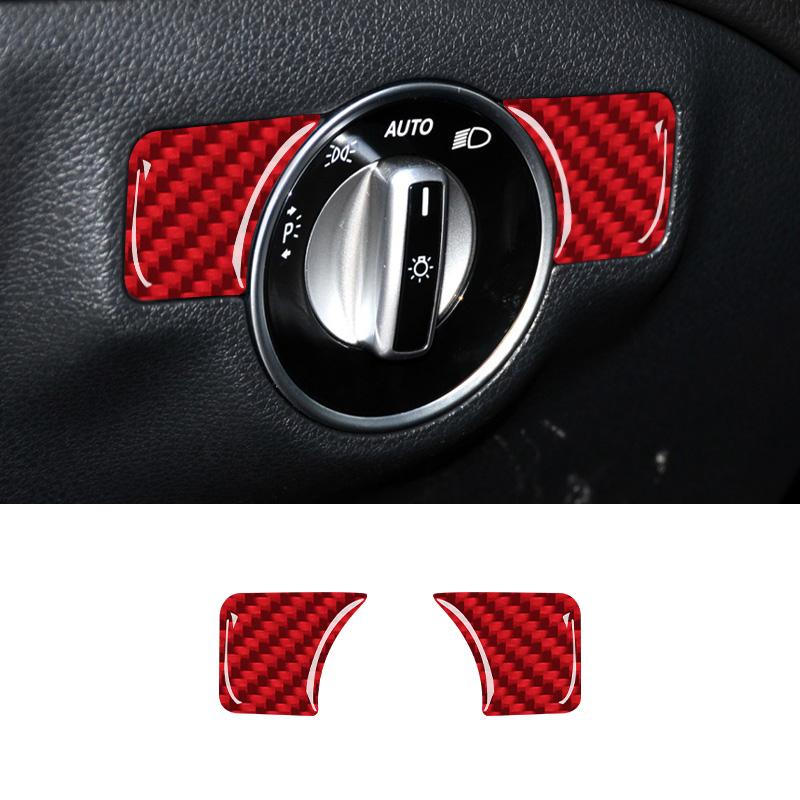 Real Carbon Fiber For Mercedes Benz CLA 2014-2018 Car Headlight Adjustment Button Decoration Sticker Car Interior Accessories