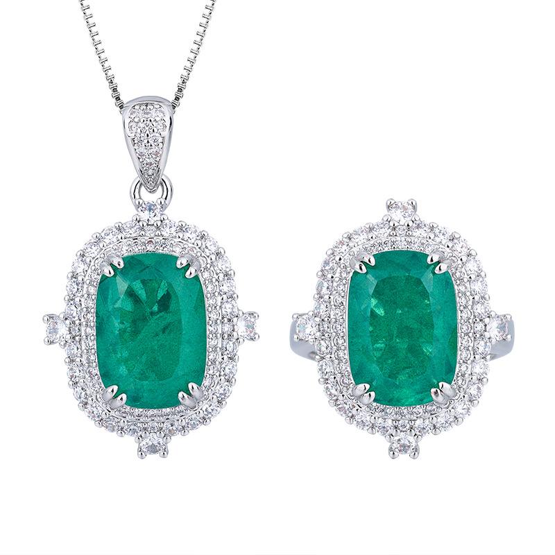 Jewelry Copper Bottom Gold-Plated Simulation Emerald Retro Set Heroine Stone 10 * 14