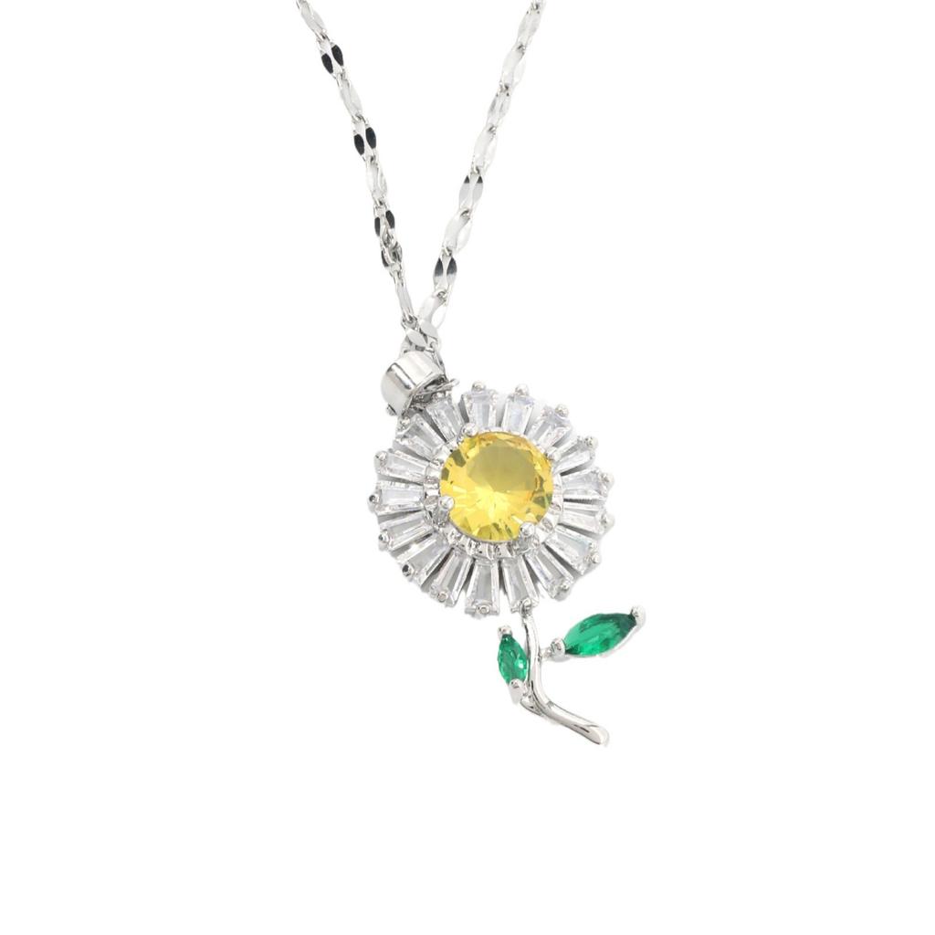 Sunflower Necklace Women'S Light Luxury Versatile Inlaid Shining Zircon Pendant Exquisite Clavicle Chain