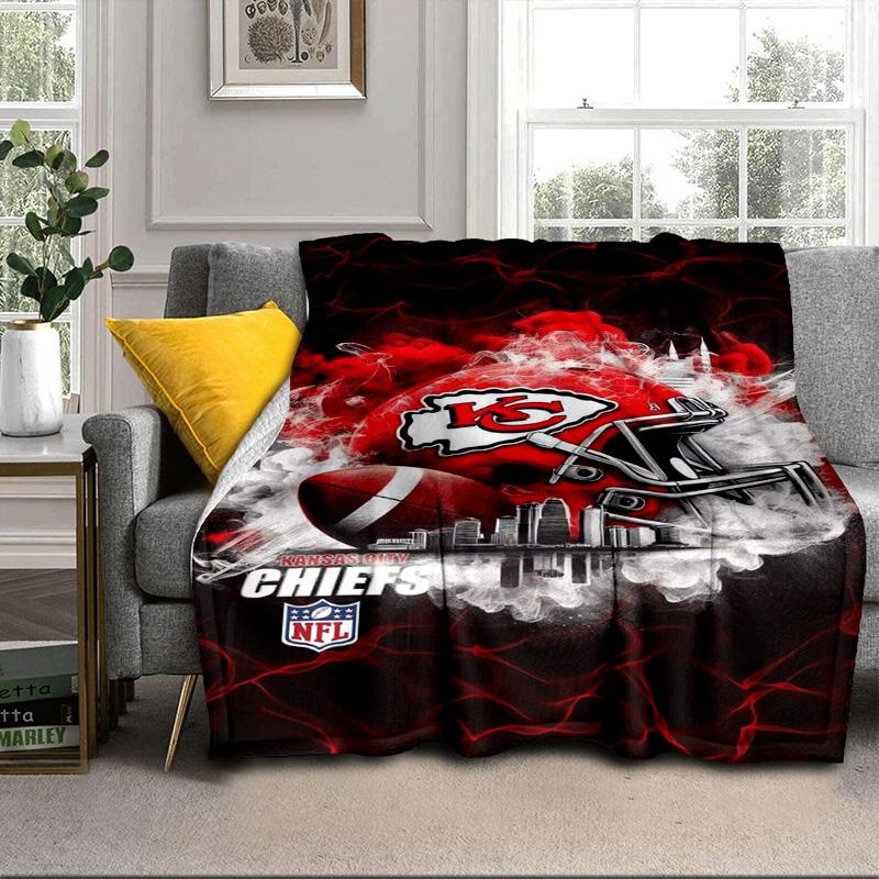 Kansas City Chiefs Logo Portable Blanket/Soft Blanket Bedding Blanket Suitable for Travel Camping Living Rooms Offices Sofas Fan Gifts