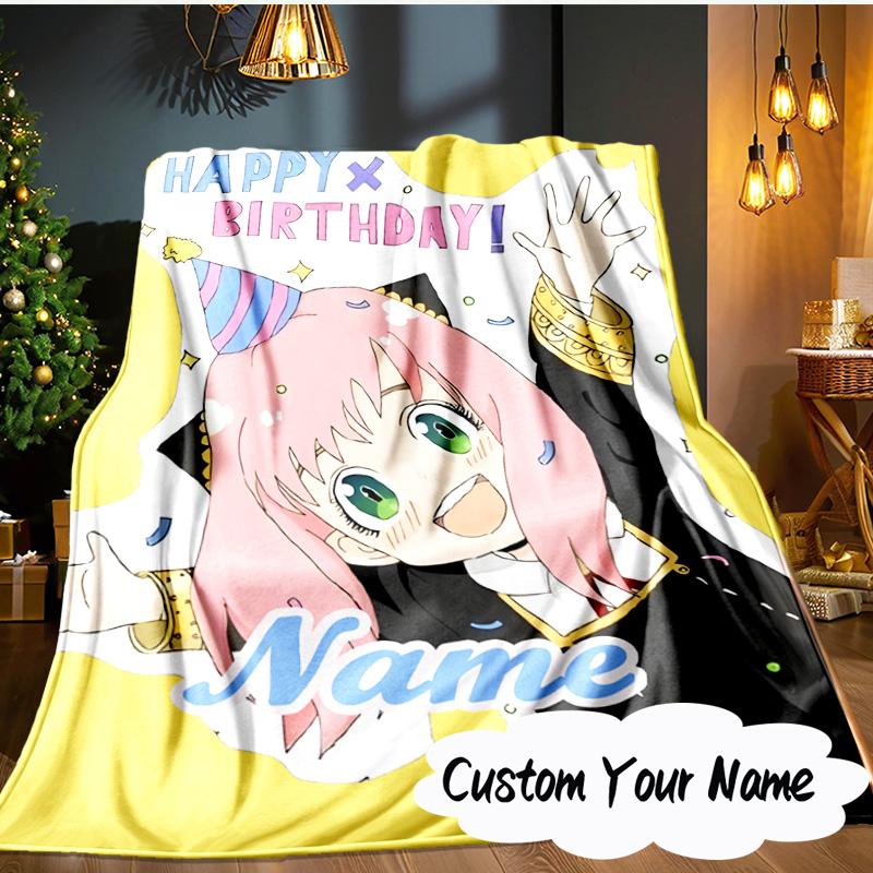 Custom Name Happy Birthday SPY Blanket  Ideal Bedding Blanket Perfect for Travel, Camping, Living Rooms, Offices, Sofas, Fan Christmas gift