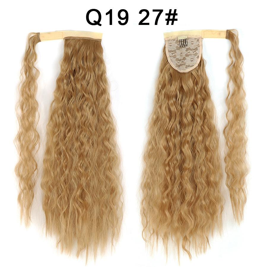 Synthetic Long Curly Clip In Hair Extensions Ponytail Hair Wig Heat-Resistant Curly Pony Tail Wig For Women