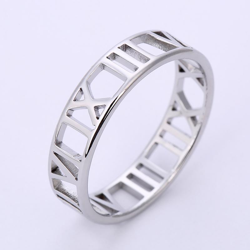 Stylish Laser-Cut Roman Numeral Ring - Titanium Steel, Available in Three Colors 6