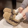 Autumn Winter Women's Cotton Shoes 2026 Fashion Plush Warm Retro Casual Shoes Outdoor Non Slip Flat Shoes Buckle Zapatos Mujer