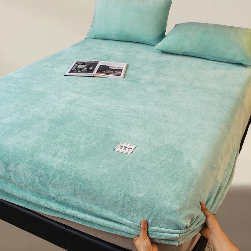 Crystal Velvet Bed Sheet, Winter Mattress Cover, 30cm Deep Pocket Bed Sheet, Soft and Skin Friendly Warm Bedding
