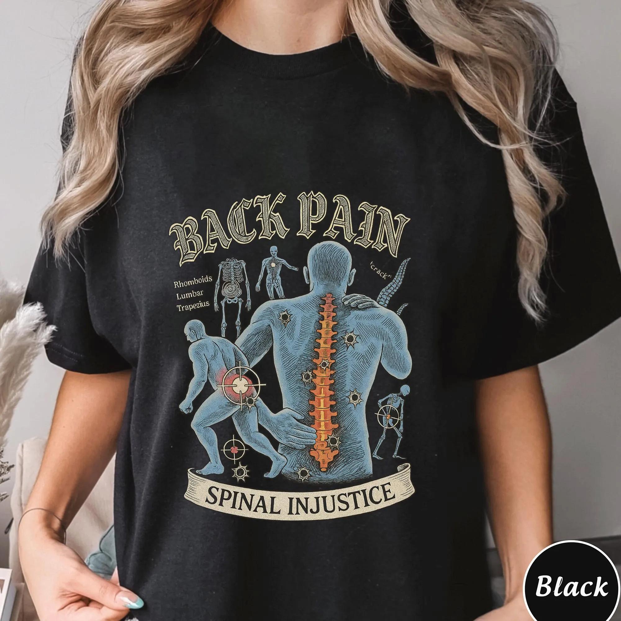 

Funny Back Pain Spinal Injury ShirtTrending Unisex Tee Shirt Summer Unisexs and Womens Loose and Breathable Tshirt Top S