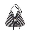 Bow striped canvas bag women lazy large capacity lightweight shoulder messenger bag
