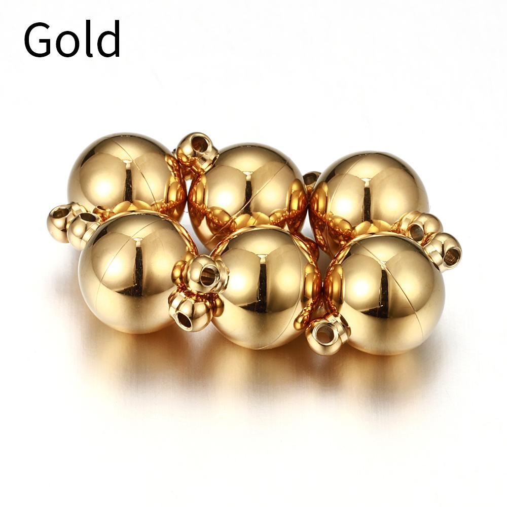 5sets Magnetic Stainless Steel Ball Shape Clasp Connector for Bracelet Necklace Jewelry Making DIY Gold Color End Converter