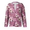 Women's Fashion Christmas Printed Long Sleeve Knitted Cardigan Button Down Jacket