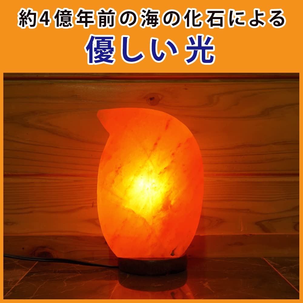 Umeken Honpo Rock Salt Lamp with Leaf-Shaped Socket and Power Cord, Made In Japan, Perfect for Home Decor or Gifts