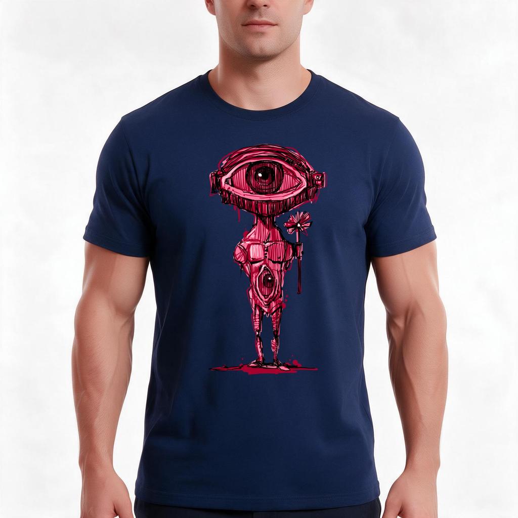 Eye Ball Art Tshirt Summer Casual Cotton Tee Oversized Streetwear Tops Vintage Graphic Print Loose Fit Short Sleeve