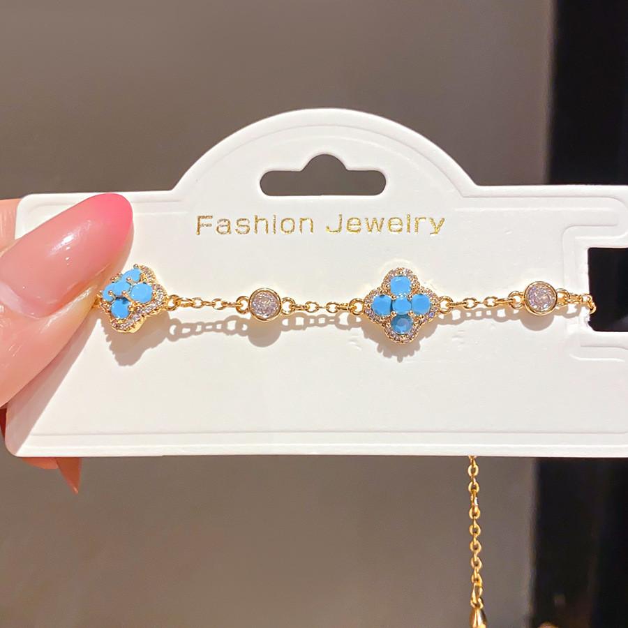 Floral Zircon Stainless Steel Womens Bracelet Elegant Summer Accessory For Gift