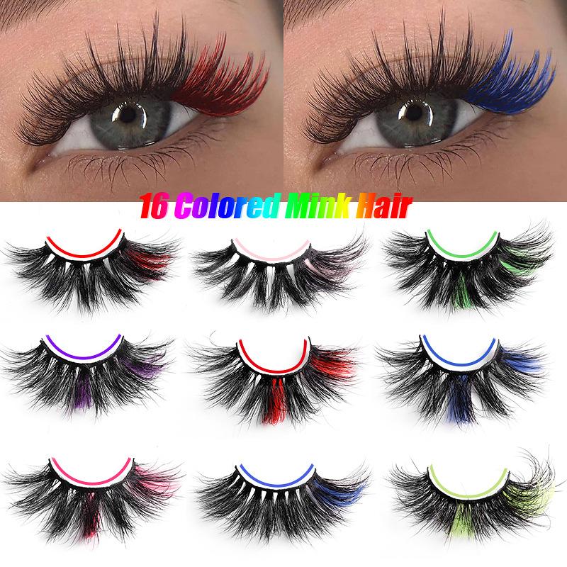 8D Colored Mink Hair False Eyelashes Natural Docile Thick Eyelashes