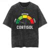 Low Cortisol Levels V Meme Oversized T Shirt 100% Cotton Vintage Washed T-shirt for Men Women Hip Hop