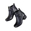 Soft-soled short boots Soft leather autumn and winter new retro engraved short boots Single boots Round head velvet warm leather boots