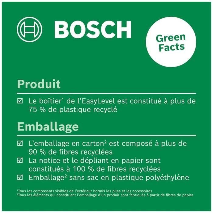 Niveau laser à bulle EasyLevel de Bosch avec support mural (ligne laser pour un alignement flexible sur les murs et point laser