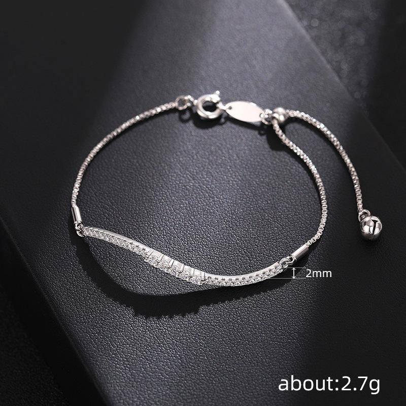 Simple And Minimalist Bracelet For Women, Micro-Inlaid Zircon Jewelry, Adjustable Length Exquisite Jewelry