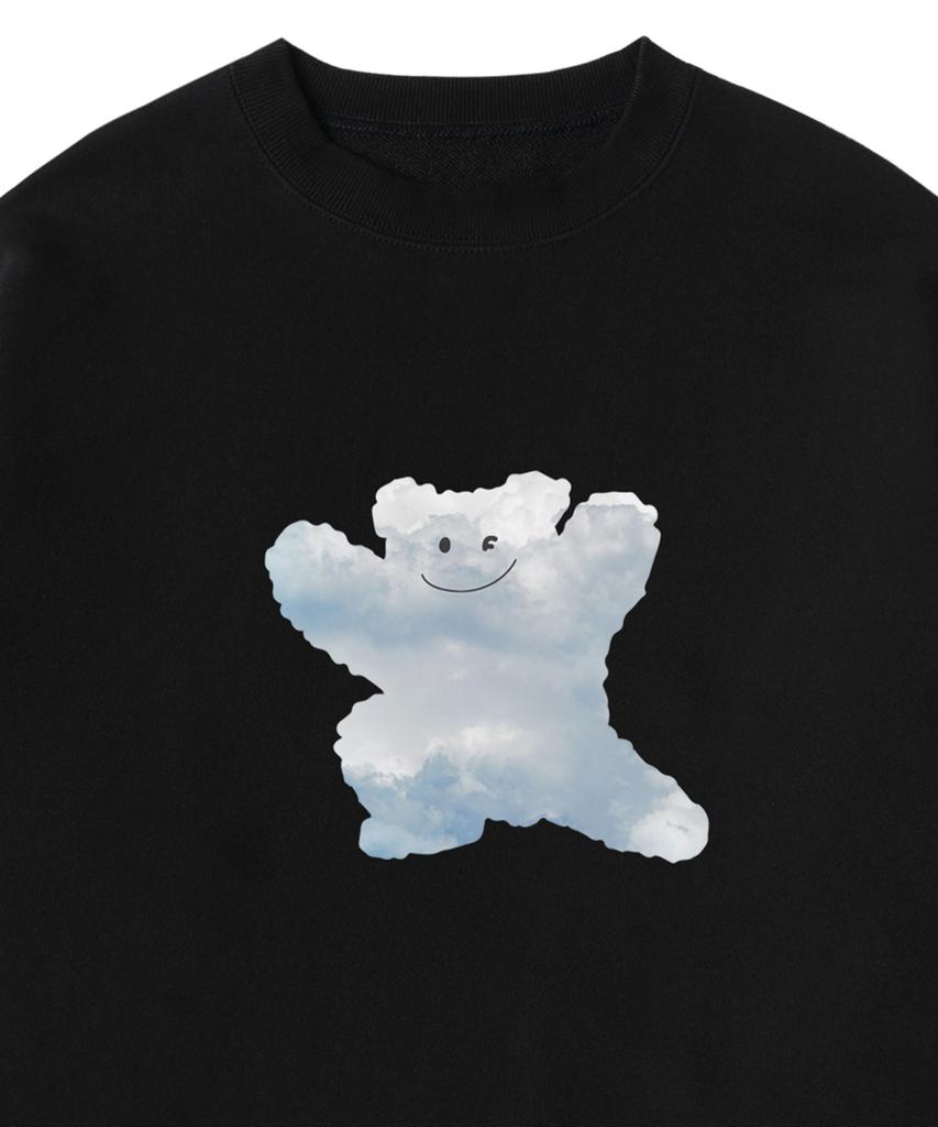 GRAVER [Unisex] Big Cloud Bear Smile Sweatshirt_Black