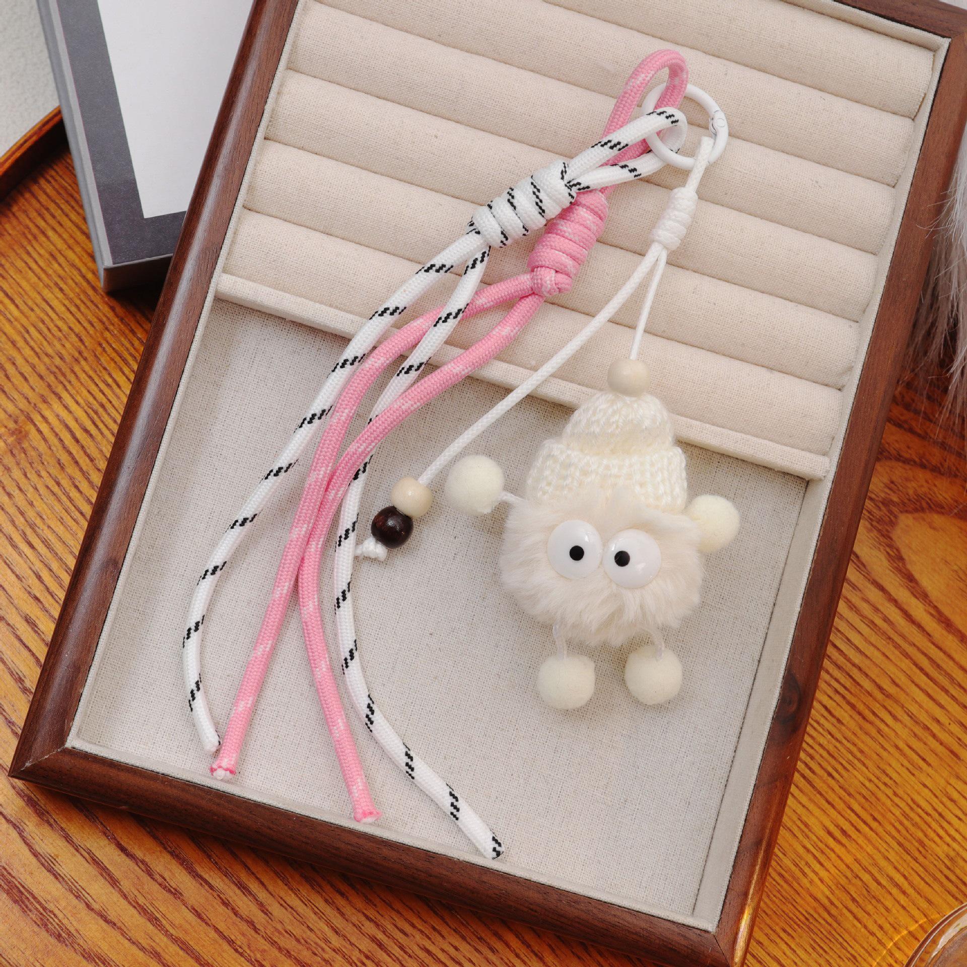 Cute Cartoon Love Flower Doll & Coal Ball Keychain Set: Student Couple Backpack Decoration & Pendant.