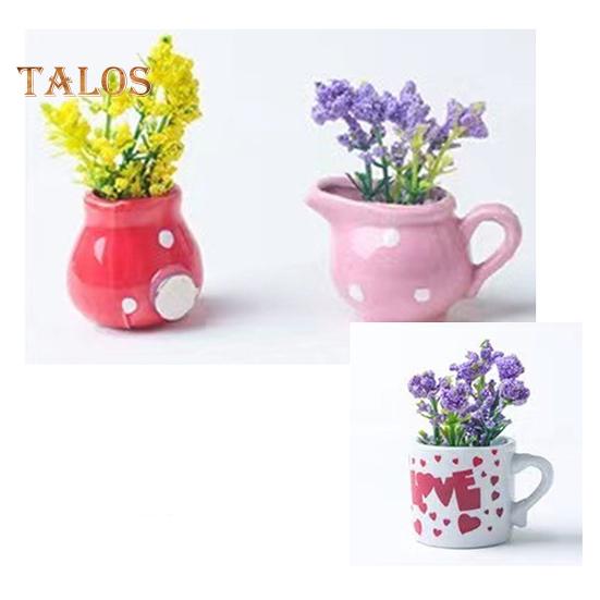 6/8Pcs Mini Ceramic Vase Refrigerator Magnet Home Office Kitchen Locker Fridge 3D Miniature Flower Vase Magnetic Decoration Ornament