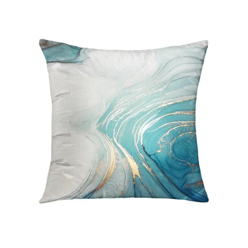 Modern Abstract Cushion Cover Gray Blue Teal Agate Marble Hug Gold Foil Pillow Cover Home Decor Pillowcase Sofa Throw Pillows