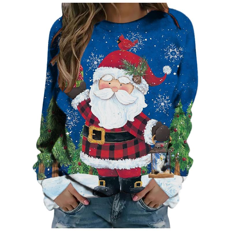 

Последние женские футболки с длинным рукавом с рождественским забавным рисунком, удобные футболки с длинным рукавом, уличная мода, повседневная одежда 6XL