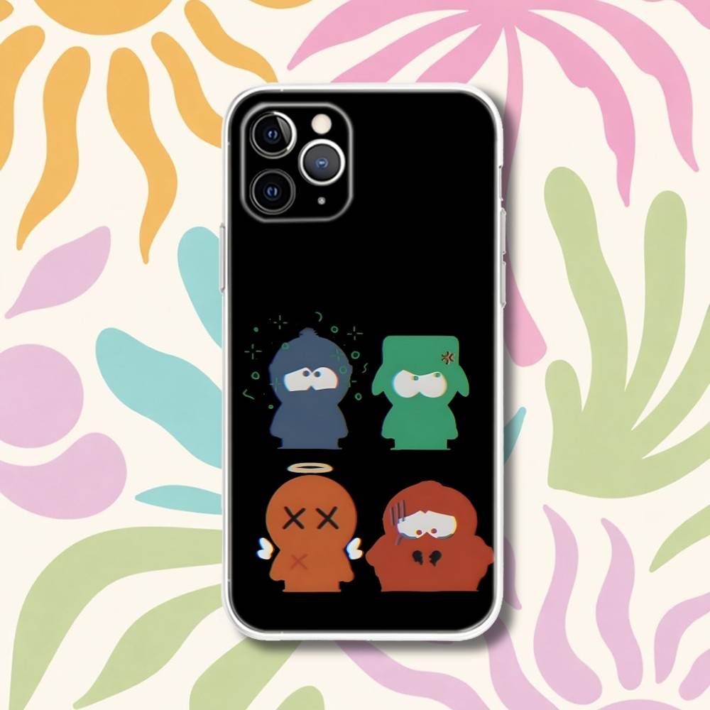 S-South Cartoon Park Transparent Phone Case For iPhone 17,13,15,12,11,14,16 Pro Max Mini 7,8 Plus SE4,17E Air Fundas