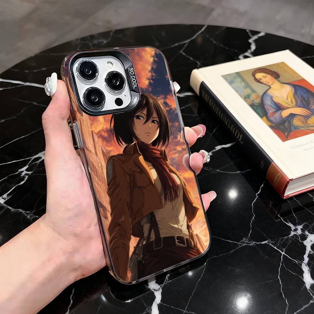 A-Attack On T-Titan M-Mikasa A-MA Phone Case For iPhone 17,16,15,14,13,12,11 Plus,Pro Max,XS,Colorful Silver Black Cover