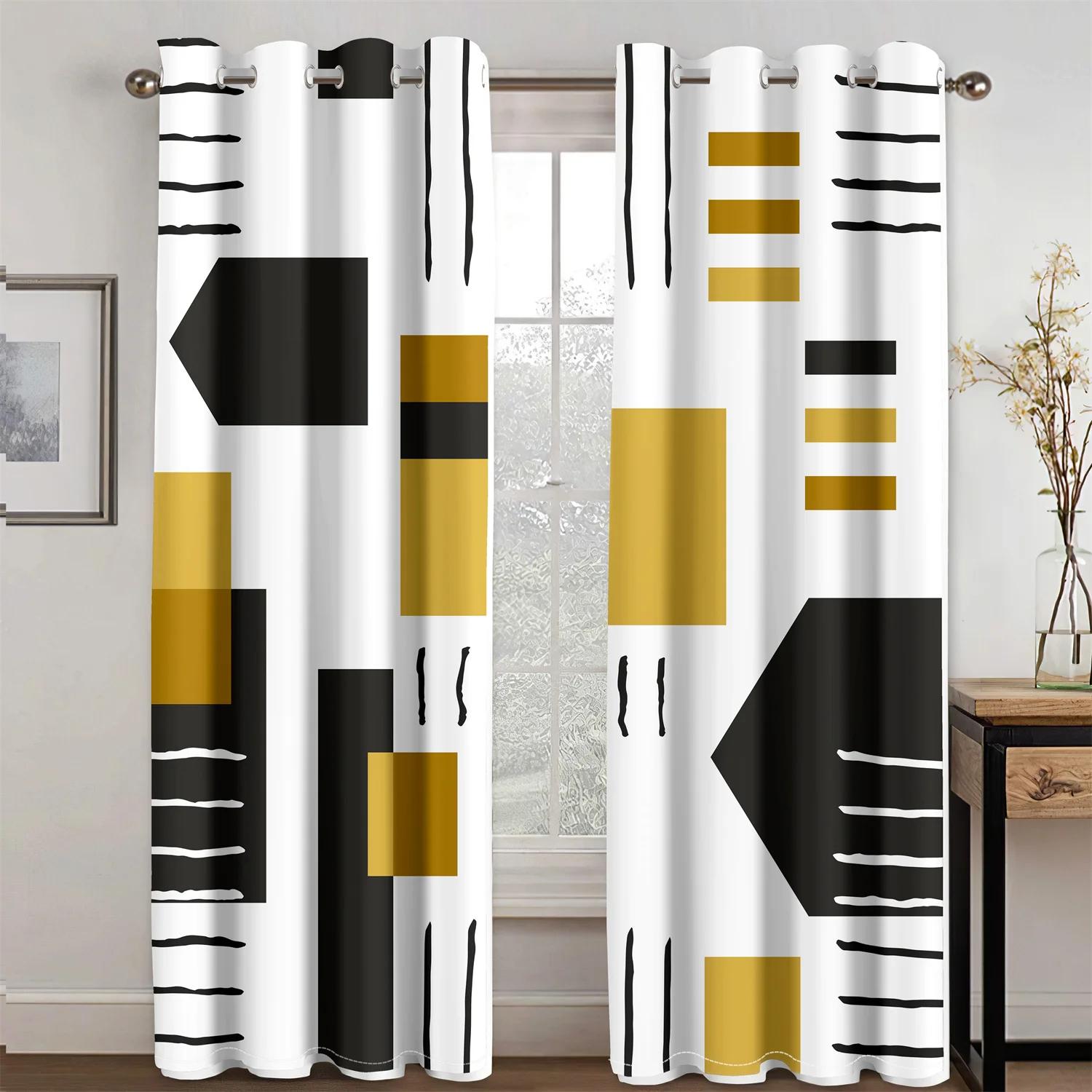 

Абстрактный геометрический дизайн с современной простотой, светофильтрующие шторы, оконные шторы для гостиной, спальни, 2 предмета, декор 100W160H(CM)40x63in&Grommet Top