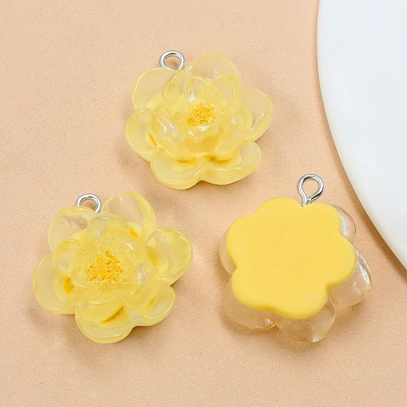 DIY Resin Plant Charm: Transparent Lotus & Cherry Blossom Five-Petal Flower Pendants
