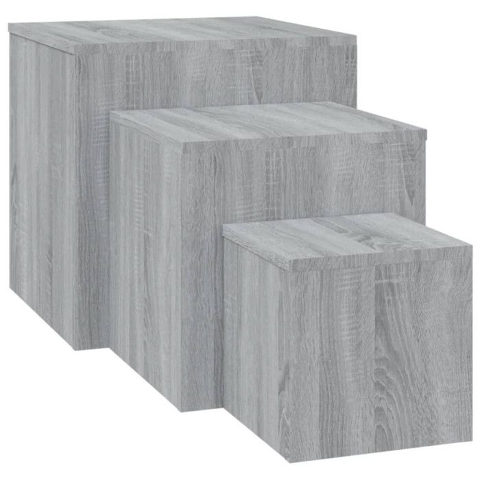 815988 vidaXL Side Tables 3 Pcs Sonoma Grey Engineered Wood