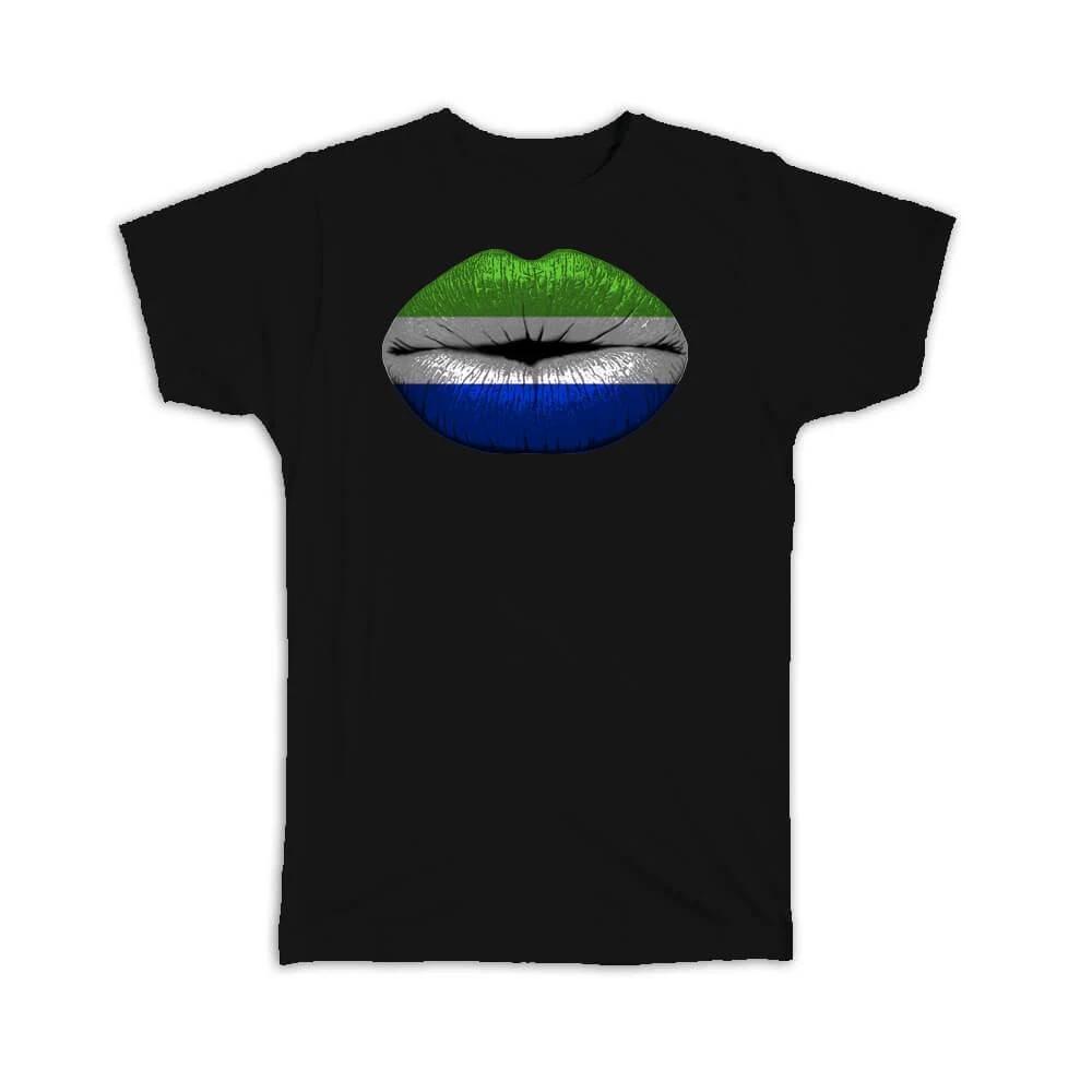 

Gift T-Shirt : Lips Sierra Leonean Flag Leone Expat Country For Her Woman 4XL