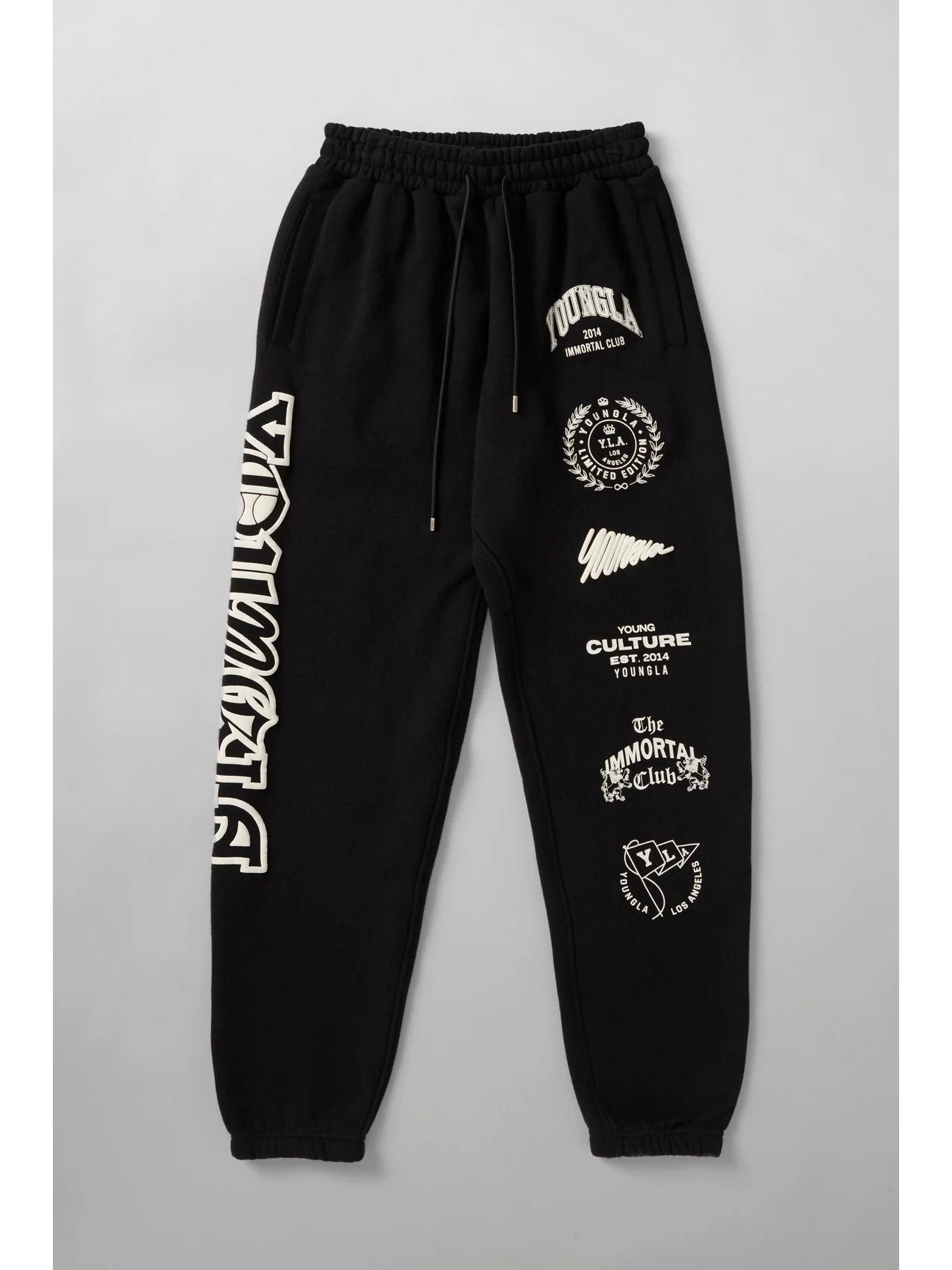 

Мужские хлопковые джоггеры YOUNGLA с принтом — для спортзала, спорта, повседневные спортивные штаны M чёрный