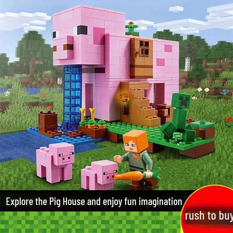 Compatible with Lego Small Particles: Piglet House Educational Toy for Parent-Child Interaction and World Building