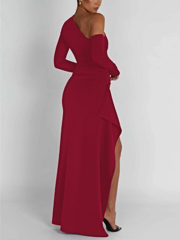 Neue High Split Maxi Einteiliges Kleid Frauen Langarm Backless Sexy Club Party Langes Kleid Dame Solide Mode Geraffte patchwork Kleider