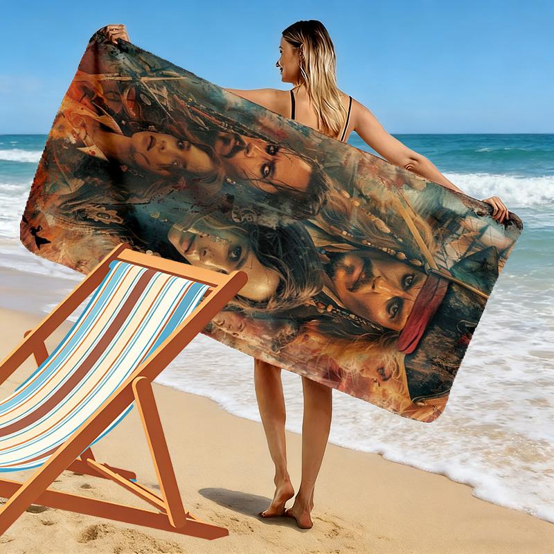 Captain Jack Print Beach Towel, Large Soft Quick Dry Towel for Beach Camping Swimming