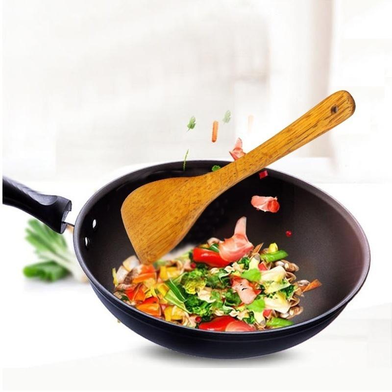 Pot Bamboo Wood Spoon Square Shovel No Shovel 30cm Cooking Shovel